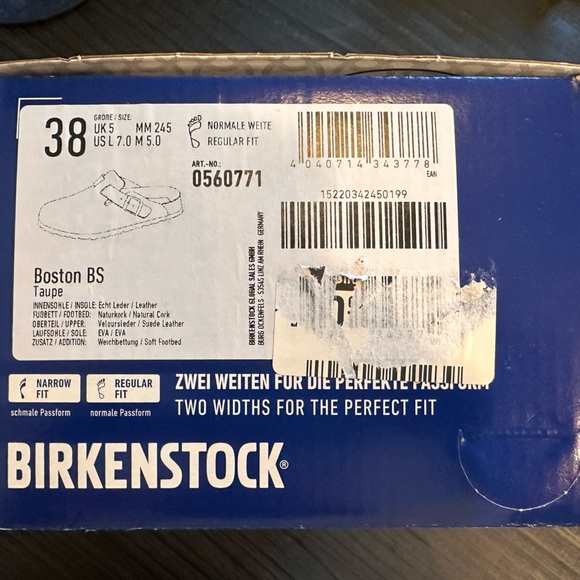 Birkenstock Boston Clog Taupe Suede Soft Footbed 38 US 7.5 8 NWT - Picture 5 of 9